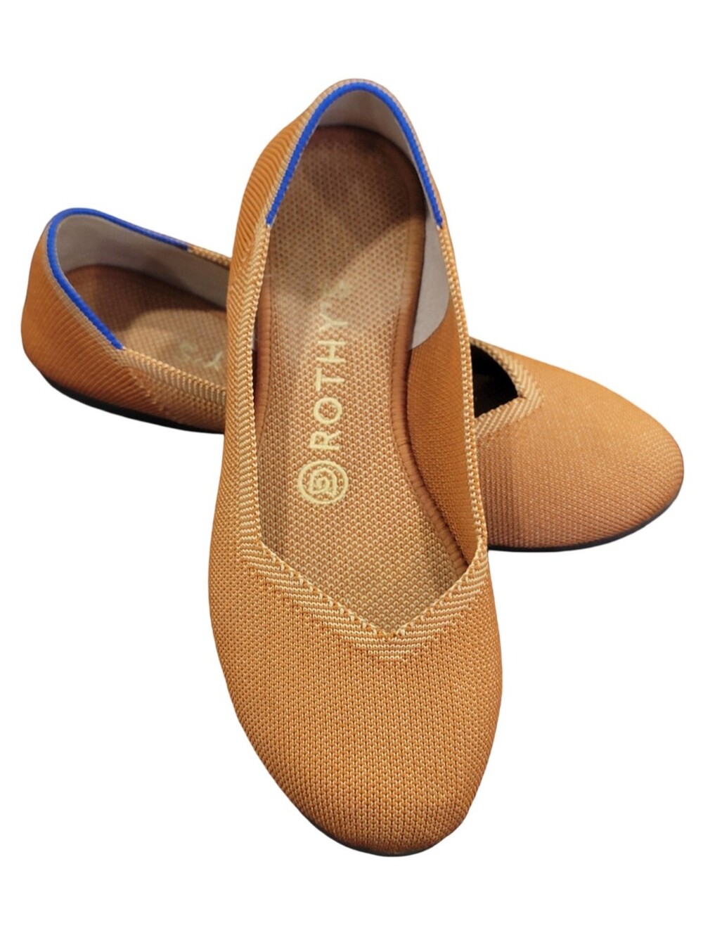 Rothy's The Flat Tan Knit Ballet Washable Comfortable Slip On Work Shoes Size 7